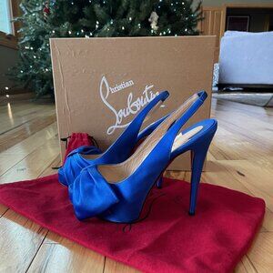 Christian Louboutin Vendome Nodo 120 Crepe Sling Satin Size 37.5 EU/7 US